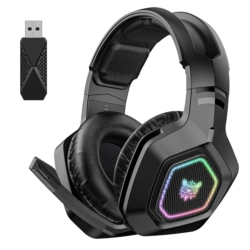 Wireless Gaming Headset – 2.4GHz/BT 5.3/Wired with RGB Light, Mic, Over-Ear for PS4/PC/Laptop