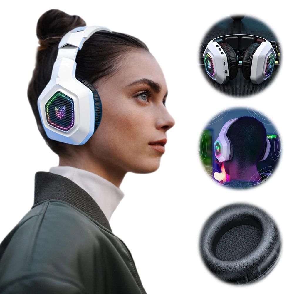 Wireless Gaming Headset – 2.4GHz/BT 5.3/Wired with RGB Light, Mic, Over-Ear for PS4/PC/Laptop