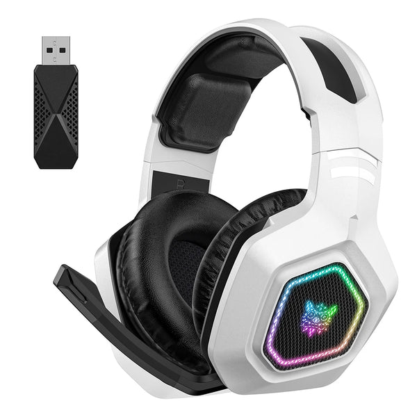 Wireless Gaming Headset – 2.4GHz/BT 5.3/Wired with RGB Light, Mic, Over-Ear for PS4/PC/Laptop
