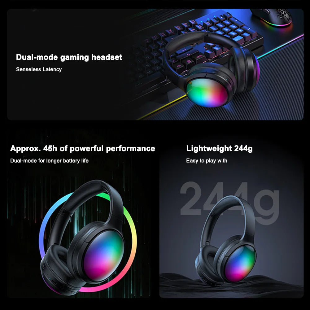 Wireless Gaming Headset – Bluetooth 5.3, Noise Cancelling Over-Ear Headphones for PC/MAC/XBOX/PS4