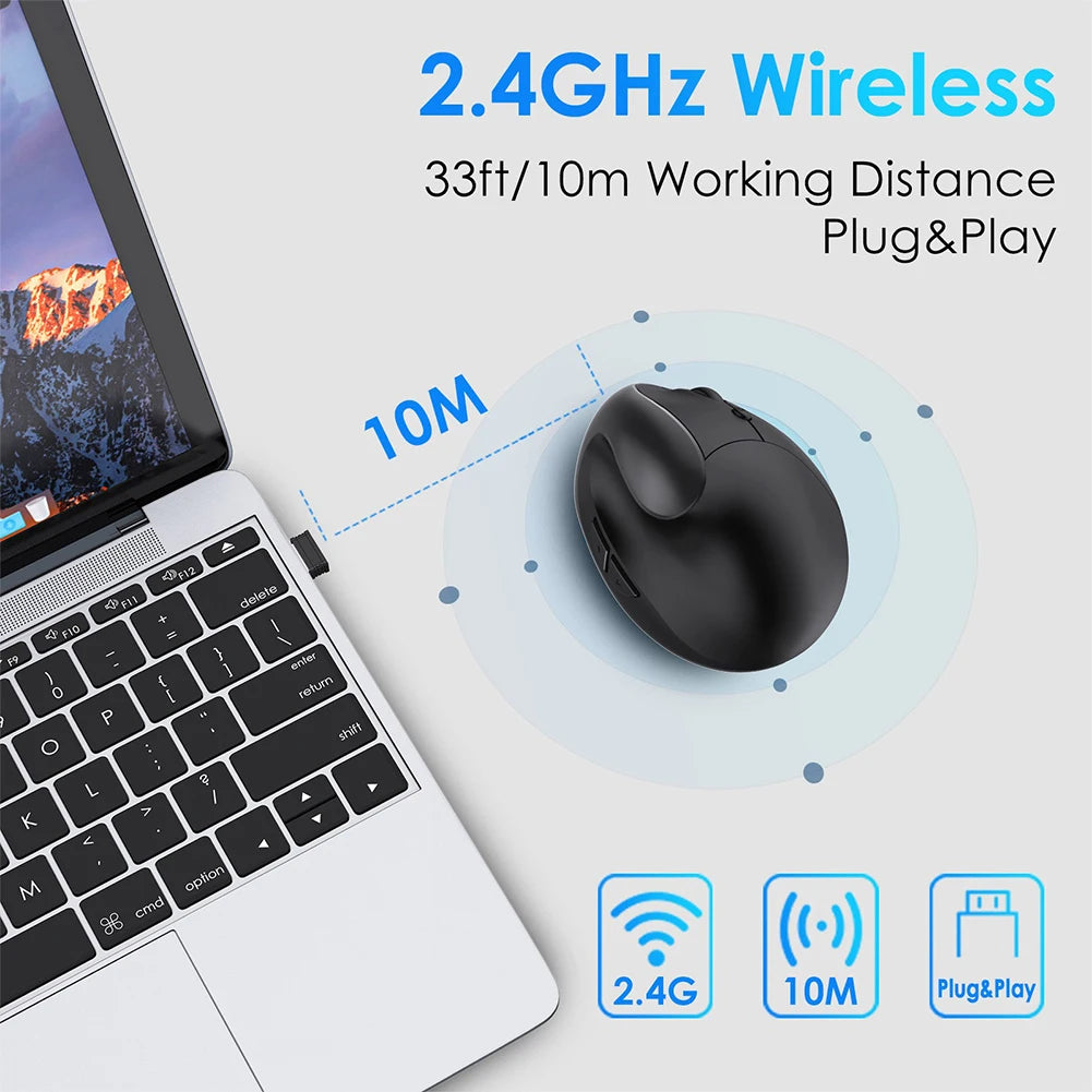 Rechargeable Wireless Vertical Ergonomic Optical Mouse